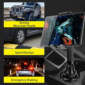 Lopnord Car Cup Holder Tablet Mount Compatible with Samsung Galaxy Z Fold 4 3/Flip 4 3/S22 Ultra, Cell Phone and iPad Stand for iPhone 14 13 Pro Max iPad Mini 6/5/Galaxy Tab S8, iPad Holder for Car