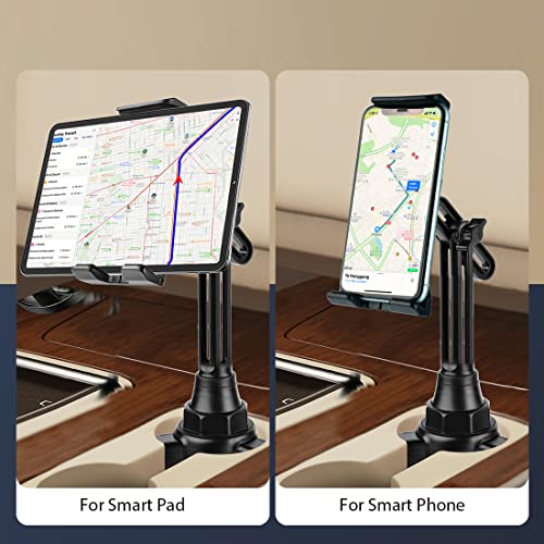 Lopnord Car Cup Holder Tablet Mount Compatible with Samsung Galaxy Z Fold 4 3/Flip 4 3/S22 Ultra, Cell Phone and iPad Stand for iPhone 14 13 Pro Max iPad Mini 6/5/Galaxy Tab S8, iPad Holder for Car