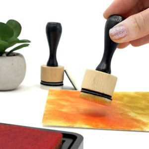 Pixiss Mini Ink Blending Tools, 2 Pack Round with 24 Replacement Foam Pads, 10 Stick Blending Tools for Distressing, Blending and More