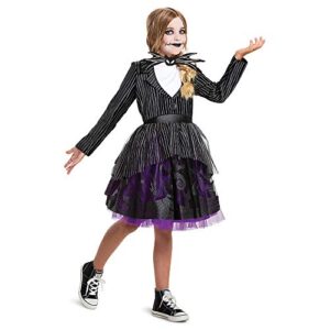 disguise jack skellington costume for girls, official disney nightmare before christmas costume, kids and tween size dress up tutu, small (4-6x)