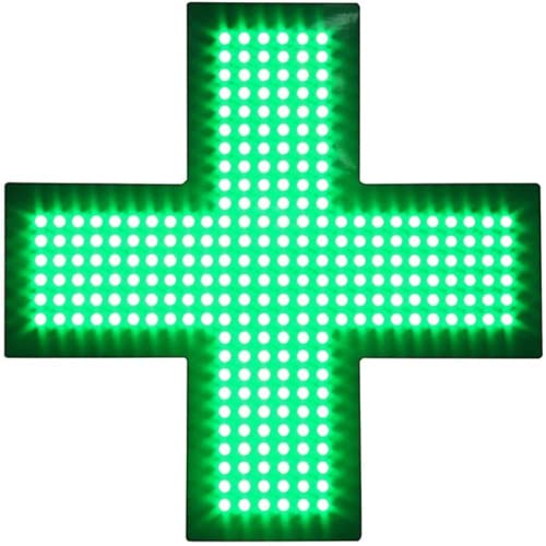 Medical Cross LED Dispensary Sign. Collective Shop Accessories Green Indoor Display Business Wall Commercial Decorations for Brick Mortar Store. Ultra Bright XXL 19”x19” Light, hanging, 3 Mode.