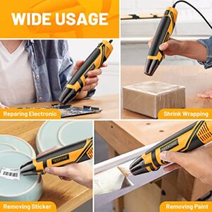 SEEKONE Mini Heat Gun, 350W 662℉ (350℃) Fast Heat Handheld Hot Air Gun Tool with Reflector Nozzle and 4.9Ft Long Cable Overload Protection for Craft Embossing, Shrink Wrapping and Stripping Paint