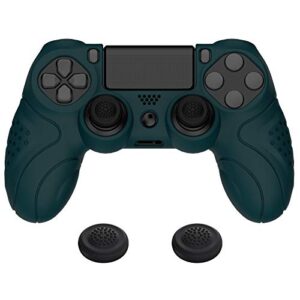 playvital guardian edition racing green soft anti-slip controller silicone case cover for ps4, rubber protector skins with joystick caps for ps4 for ps4 slim for ps4 pro controller