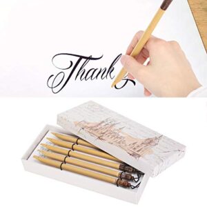 GLOGLOW Comic Dip Pen Set, 5Pcs Calligraphy Dip Pen Set with 5 Nibs Wooden Handler Artist Cartoon Pen Set Cartoon Painting Tool Art Supplies Signature Pen Business Present(Bamboo