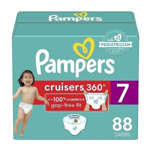 pampers diapers size 7, 88 count - pull on cruisers 360° fit disposable baby diapers with stretchy waistband, packaging & prints may vary
