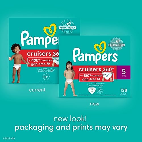 Pampers Diapers Size 7, 88 Count - Pull On Cruisers 360° Fit Disposable Baby Diapers with Stretchy Waistband, Packaging & Prints May Vary