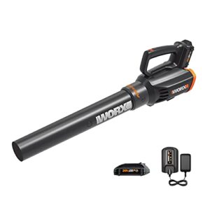 worx cordless leaf blower 20v worxair turbine blower wg547.2 for lawn care yard work, 2 variable speed control, 1 * 4.0 ah battery & charger included