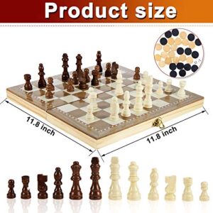 3-in-1 Wooden Chess Set Folding Chess Board Game Set Chess and Checkers Backgammon Portable Folding Travel Tabletop Game Travel Chess Set Board Games for Adults Teens