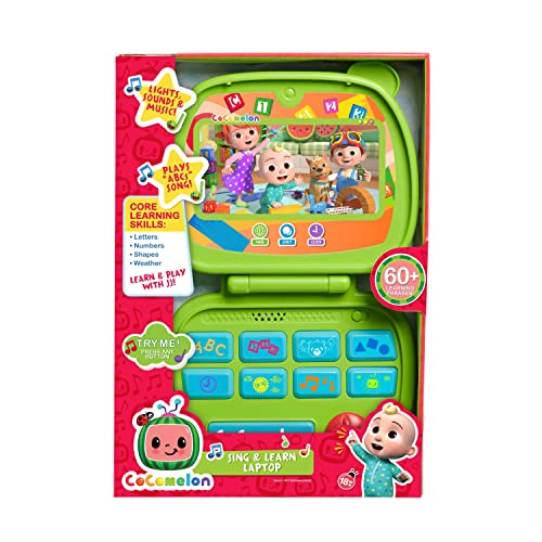 CoComelon Sing and Learn Laptop Toy for Kids, Lights, Sounds, and Music Encourages Letter, Number, Shape, and Animal Recognition, Kids Toys for Ages 18 Month, and Presents