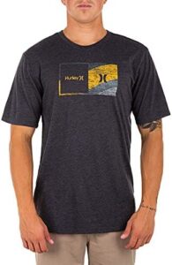 hurley mens icon slash gradient t-shirt t shirt, black heather/pollen, medium us