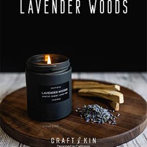 Scented Candles for Men | Lavender and Wood Scented Candles | Soy Candles, Mens Candle, Woodwick Candles | Masculine Candle, Long Lasting Candles | Black Lavender Candles for Home