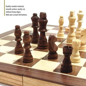 Wooden Chess & Checkers Game Board Set. Large 15x15 Wood Classic Unique Portable Travel Sets. Ajedrez