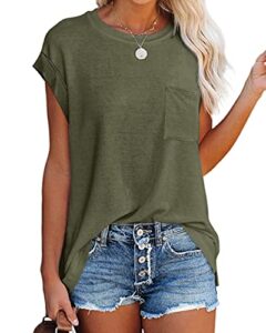 women's summer casual tops cuffed short sleeve oversized t shirts loose fit blouses