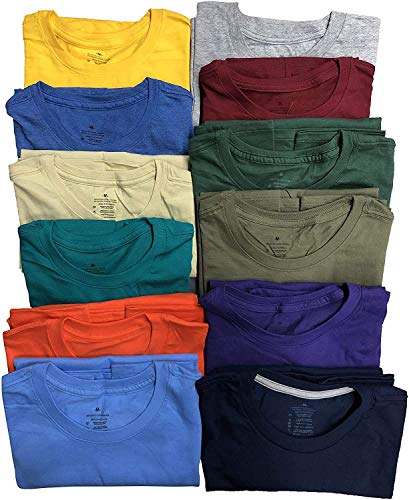 BILLIONHATS 12 Pack Plus Size Men Cotton T-Shirt Bulk Big Tall Short Sleeve Lightweight Tees