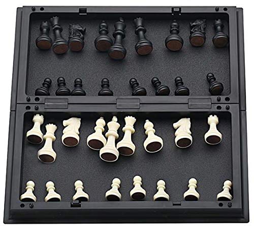 Combo Set - Digital Chess Timer Count Up/Down Chess Game Clock + 25x25cm Magnetic Folding Chess Board with Black & White Chess Pieces + Extra 2 Queens