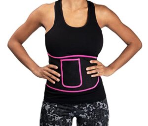mind reader waist trainer belt, tummy cincher for exercise, slimming stomach shaper for men and women, sport girdle, neoprene, 30 in., small, pink