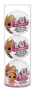 l.o.l. surprise! glitter series style 1 dolls- 3 pack, each with 7 surprises including outfits accessories, re-released collectible gift for kids, toys for girls and boys ages 4 5 6 7+ years old