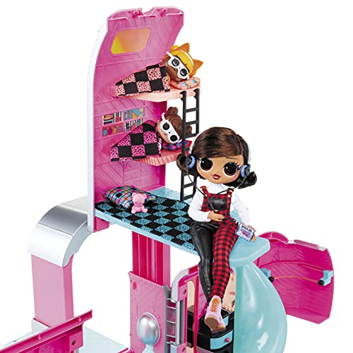 LOL Surprise OMG Glamper Fashion Camper Doll Playset with 55+ Surprises, Fully-Furnished with Light Up Pool, Water Slide, Bunk Beds, Cafe, BBQ Grill, DJ Booth - Gift Toy for Girls Ages 4 5 6 7+ Years