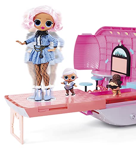 LOL Surprise OMG Glamper Fashion Camper Doll Playset with 55+ Surprises, Fully-Furnished with Light Up Pool, Water Slide, Bunk Beds, Cafe, BBQ Grill, DJ Booth - Gift Toy for Girls Ages 4 5 6 7+ Years