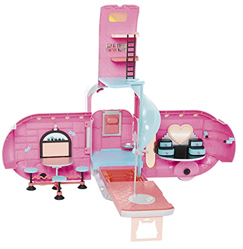 LOL Surprise OMG Glamper Fashion Camper Doll Playset with 55+ Surprises, Fully-Furnished with Light Up Pool, Water Slide, Bunk Beds, Cafe, BBQ Grill, DJ Booth - Gift Toy for Girls Ages 4 5 6 7+ Years