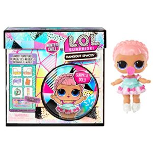 l.o.l. surprise! winter chill hangout spaces furniture playset with ice sk8er doll, 10+ surprises with accessories, for lol dollhouse play- collectible toy for kids, gift for girls boys ages 4 5 6 7+