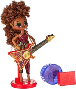 lol surprise omg remix rock ferocious fashion doll with 15 surprises including bass guitar, outfit, shoes, stand, lyric magazine, & record player playset, kids gift, toys for girls boys ages 4 5 6 7+