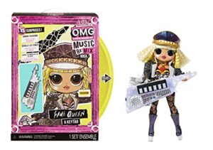 lol surprise omg remix rock fame queen fashion doll with 15 surprises including keytar, outfit, shoes, stand, lyric magazine, and record player playset - kids gift, toys for girls boys ages 4 5 6 7+