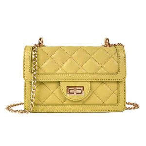 sg sugu small quilted crossbody bag, trendy designer shoulder bag, phone wallet purse for women (yellow)