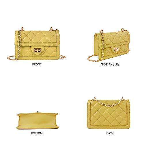 SG SUGU Small Quilted Crossbody Bag, Trendy Designer Shoulder Bag, Phone Wallet Purse for Women (Yellow)