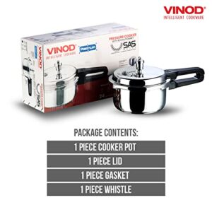 Vinod Pressure Cooker Stainless Steel – Outer Lid - 3 Liter – Induction Base Cooker – Indian Pressure Cooker – Sandwich Bottom – Best Used For Indian Cooking, Soups, and Rice Recipes, Quinoa