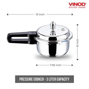 Vinod Pressure Cooker Stainless Steel – Outer Lid - 3 Liter – Induction Base Cooker – Indian Pressure Cooker – Sandwich Bottom – Best Used For Indian Cooking, Soups, and Rice Recipes, Quinoa