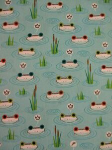 fat quarter (18 x 22) frog faces lilly pads frogs hop to it light blue digital cotton fabric fq