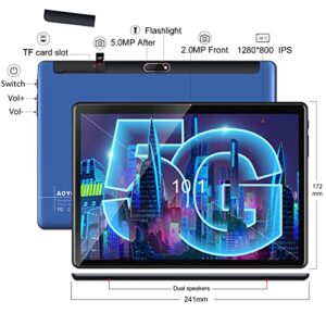 Tablet with Keyboard, Newest 2 in 1 Tablet 10 inch Android 11 Tablet, Quad-Core Processor, 64GB+4GB, 128GB Expandable, 2.4+5G WiFi, Dual Camera, 6000mAh, Bluetooth, GPS (Blue)