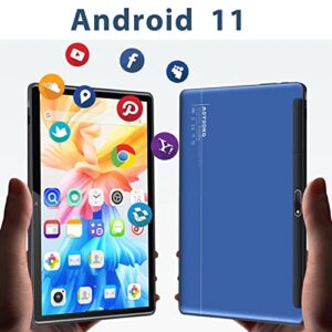 Tablet with Keyboard, Newest 2 in 1 Tablet 10 inch Android 11 Tablet, Quad-Core Processor, 64GB+4GB, 128GB Expandable, 2.4+5G WiFi, Dual Camera, 6000mAh, Bluetooth, GPS (Blue)