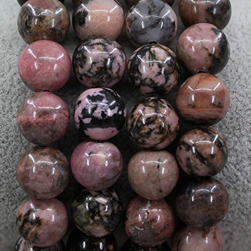 Matrix Rhodonite Crystal Man Women Stretch Gemstones Bracelets 10mm Round Beads Rock Jasper 7 Inch