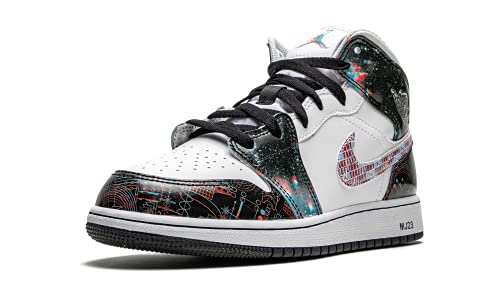 Nike Youth Air Jordan 1 Mid Se GS, White/Bright Crimson-blue Hero, 4.5 Big Kid