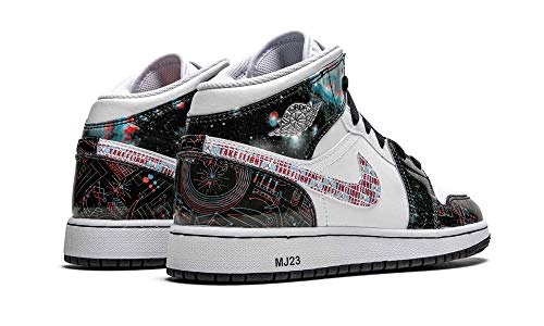 Nike Youth Air Jordan 1 Mid Se GS, White/Bright Crimson-blue Hero, 4.5 Big Kid