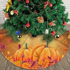 Christmas Tree Skirt, Fall Sunflowers Pumpkins Butterfly Maple Leaf Thanksgiving Xmas Large Tree Mat, New Year Festive Holiday Party Decorations 30" inches