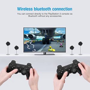 Powerextra Wireless Controller Compatible with PS-3, 2 Pack High Performance Gaming Controller with Upgraded Joystick for Play-Station 3 (Black)