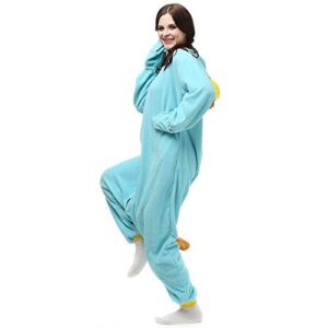 Wishliker Unisex Adult Onesie Platypus Costume Halloween Cosplay Animal Pyjamas SkyBlue