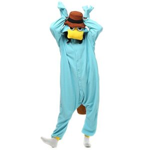 Wishliker Unisex Adult Onesie Platypus Costume Halloween Cosplay Animal Pyjamas SkyBlue