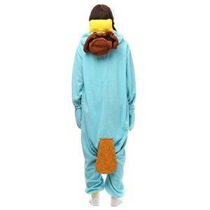 Wishliker Unisex Adult Onesie Platypus Costume Halloween Cosplay Animal Pyjamas SkyBlue