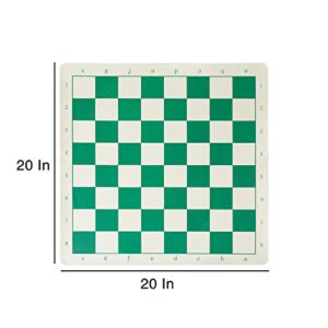 Tournament Travel Chess Sets Roll Up Chess Board Carrying Tube with Shoulder Strap Portable Beginner Chess Set - Green 20 x 20 Inch