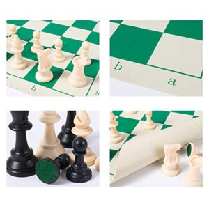 Tournament Travel Chess Sets Roll Up Chess Board Carrying Tube with Shoulder Strap Portable Beginner Chess Set - Green 20 x 20 Inch