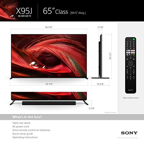 Sony X95J 65 Inch TV: BRAVIA XR Full Array LED 4K Ultra HD Smart Google TV with Dolby Vision HDR and Alexa Compatibility XR65X95J- 2021 Model