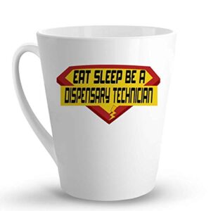 makoroni - eat sleep be a dispensary technician career - 12 oz. ceramic latte mug coffee drinking cup, desi75