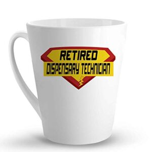 makoroni - retired dispensary technician career - 12 oz. ceramic latte mug coffee drinking cup, desz21
