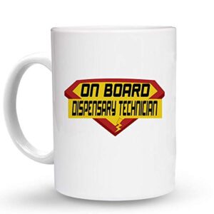 makoroni - on board dispensary technician career - 15 oz. ceramic coffee mug coffee drink cup, desm74
