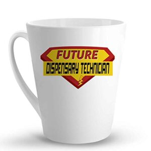 makoroni - future dispensary technician career - 12 oz. ceramic latte mug coffee drinking cup, desr90