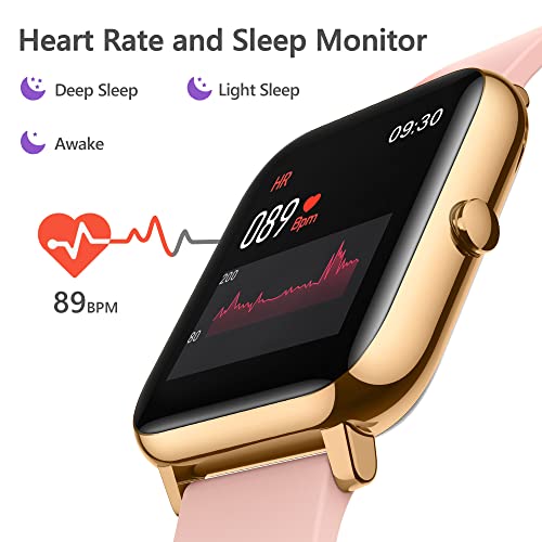 KALINCO Smart Watch, Fitness Tracker with Heart Rate Monitor, Blood Pressure, Blood Oxygen Tracking, 1.4 Inch Touch Screen Smartwatch Fitness Watch for Women Men Compatible with Android iOS